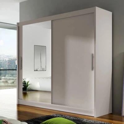 Šatní skříň 180 cm se zrcadlem a LED osvětlením FLORENCIO 6 - kašmír