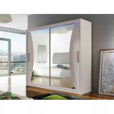 Šatní skříň 180 cm se zrcadlem a LED osvětlením FLORENCIO 5 - kašmír