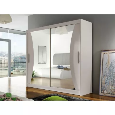 Šatní skříň 180 cm se zrcadlem a LED osvětlením FLORENCIO 5 - kašmír