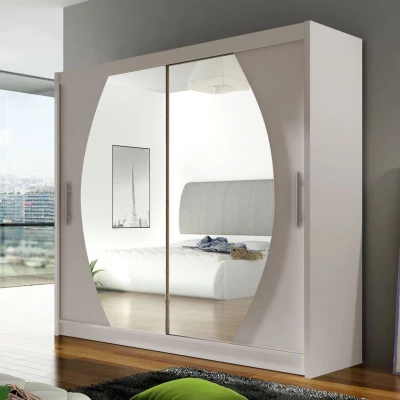 Kombinovaná šatní skříň 180 cm se zrcadlem FLORENCIO 4 - kašmír