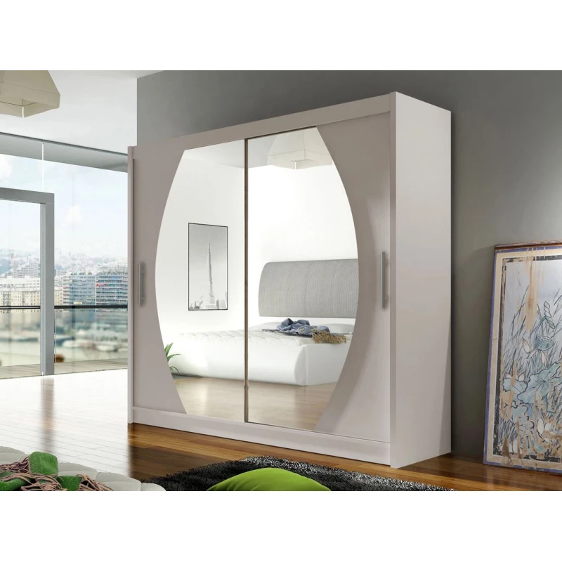 Kombinovaná šatní skříň 180 cm se zrcadlem FLORENCIO 4 - kašmír