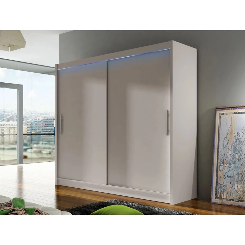 Šatní skříň 180 cm s posuvnými dveřmi a LED osvětlením FLORENCIO 1 - kašmír