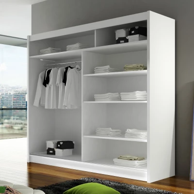 Šatní skříň 180 cm s posuvnými dveřmi a LED osvětlením FLORENCIO 1 - kašmír