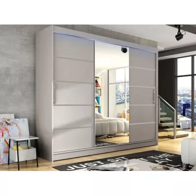 Velká šatní skříň se zrcadlem 250 cm HORTENSIA 4 - kašmír + RGB osvětlení ZDARMA