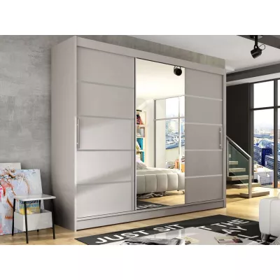 Velká šatní skříň se zrcadlem 250 cm HORTENSIA 4 - kašmír + RGB osvětlení ZDARMA