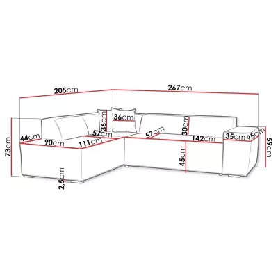 Rohová sedací souprava INDIANAPOLIS - žlutá, pravý roh