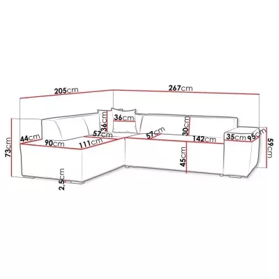 Rohová sedací souprava INDIANAPOLIS - hnědá 3, levý roh