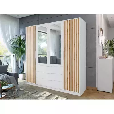 Šatní skříň se zrcadlem 196 cm OFELIA - bílá