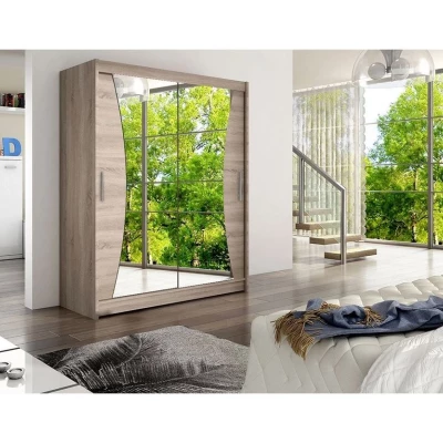 Šatní skříň se zrcadlem 150 cm ELADIO 9 - dub lanýž