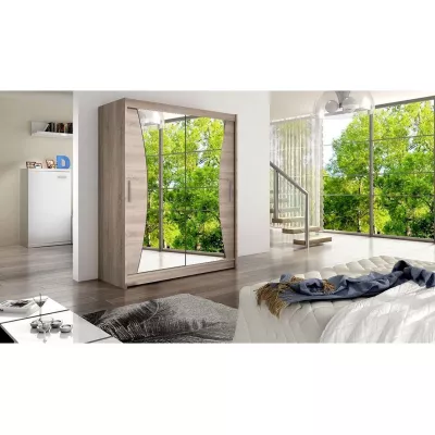 Šatní skříň se zrcadlem 150 cm ELADIO 9 - dub lanýž