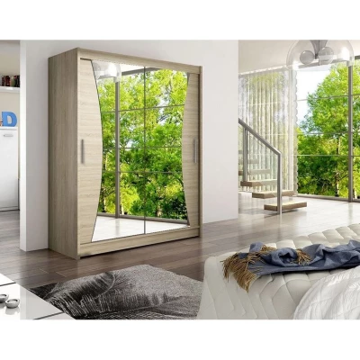 Šatní skříň se zrcadlem 150 cm ELADIO 9 - dub sonoma