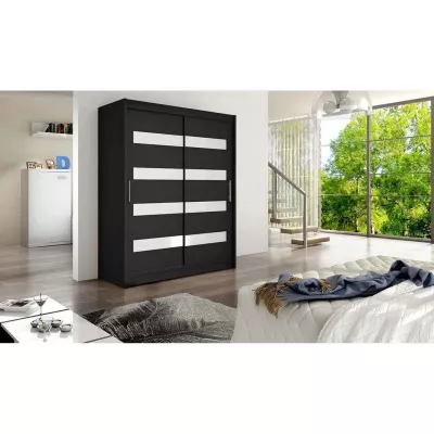 Šatní skříň s lakovaným sklem 150 cm ELADIO 4 - černá / bílá