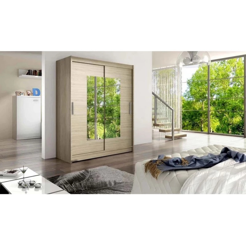 Šatní skříň se zrcadlem 150 cm ELADIO 3 - dub sonoma