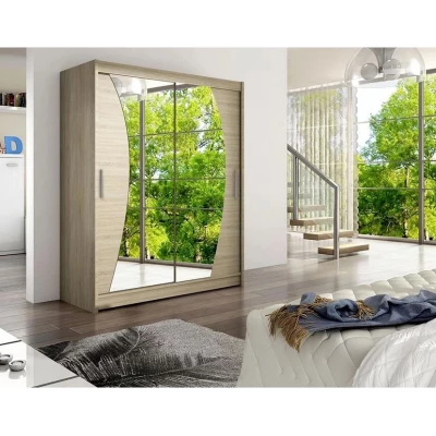 Šatní skříň se zrcadlem 150 cm ELADIO 10 - dub sonoma