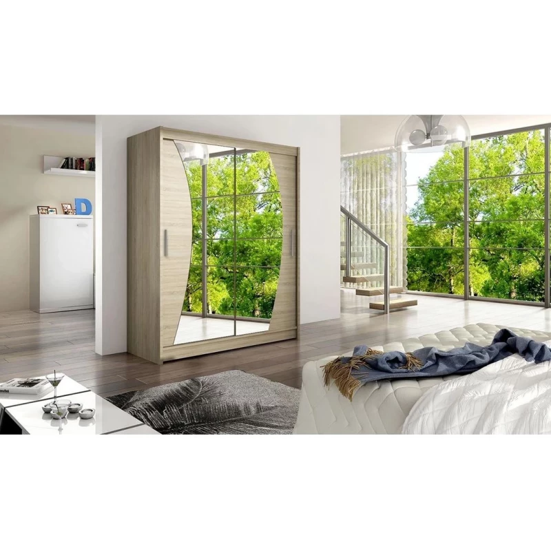 Šatní skříň se zrcadlem 150 cm ELADIO 10 - dub sonoma