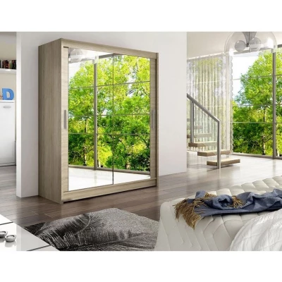 Vysoká šatní skříň 150 cm se zrcadlem ELADIO 11 - dub sonoma