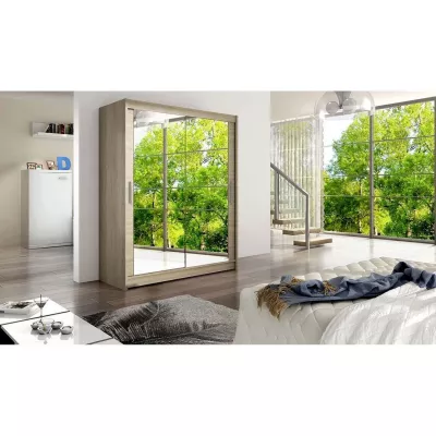 Vysoká šatní skříň 150 cm se zrcadlem ELADIO 11 - dub sonoma