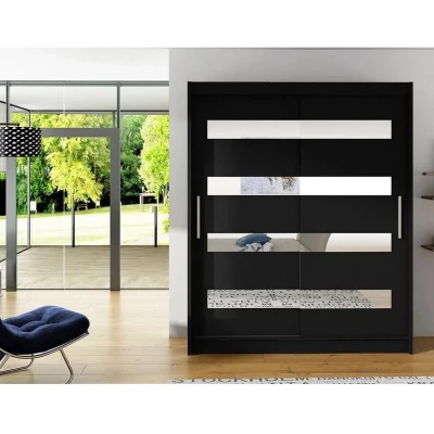 Vysoká šatní skříň 150 cm se zrcadlem ELADIO 13 - černá