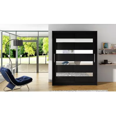 Vysoká šatní skříň 150 cm se zrcadlem ELADIO 13 - černá