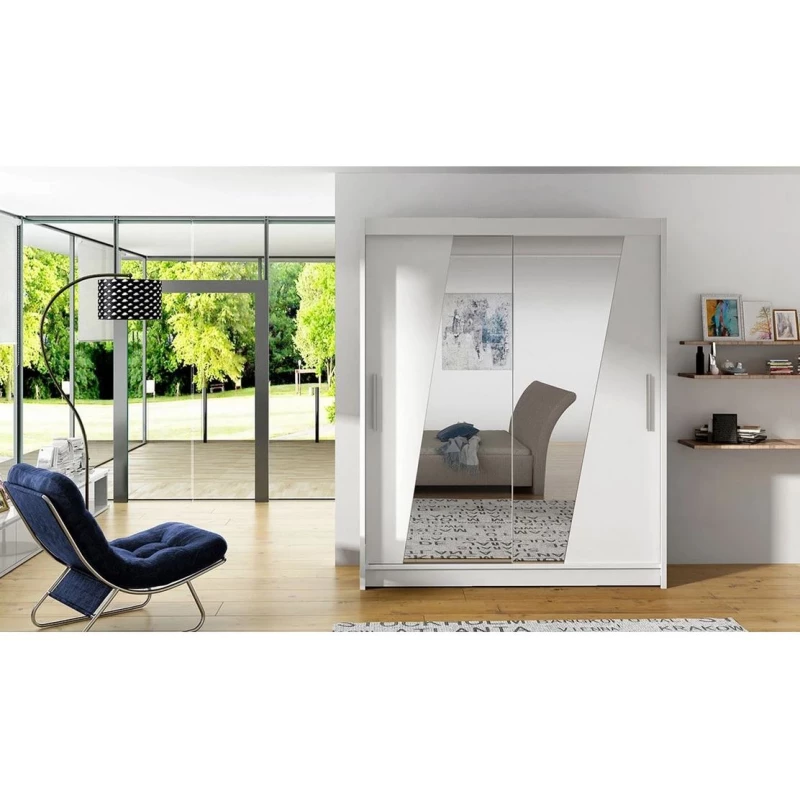 Šatní zrcadlová skříň 150 cm ELADIO 14 - bílá