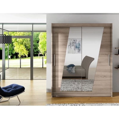 Šatní zrcadlová skříň 150 cm ELADIO 14 - dub lanýž