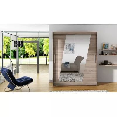 Šatní zrcadlová skříň 150 cm ELADIO 14 - dub lanýž