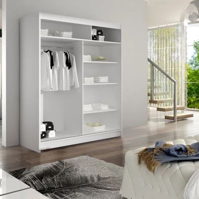 Vysoká šatní skříň 150 cm se zrcadlem ELADIO 8 - bílá