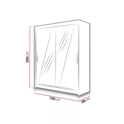 Šatní zrcadlová skříň 150 cm ELADIO 14 - dub lanýž