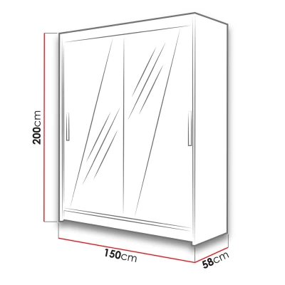 Šatní zrcadlová skříň 150 cm ELADIO 14 - bílá