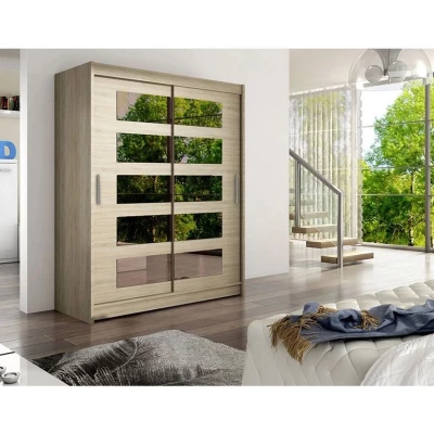 Šatní skříň se zrcadlem 150 cm ELADIO 5 - dub sonoma