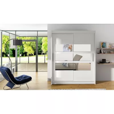 Vysoká šatní skříň 150 cm se zrcadlem ELADIO 7 - bílá