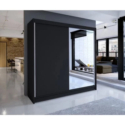 Šatní skříň se zrcadlem 180 cm VILMA 1 - černá