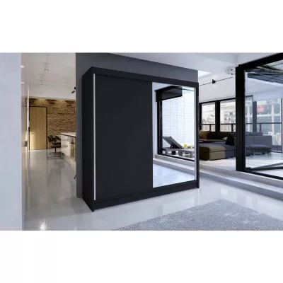 Šatní skříň se zrcadlem 180 cm VILMA 1 - černá