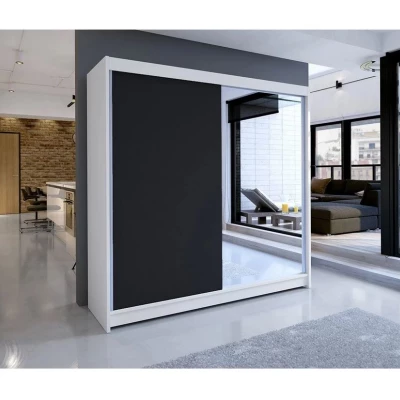 Šatní skříň se zrcadlem 180 cm VILMA 1 - bílá / černá