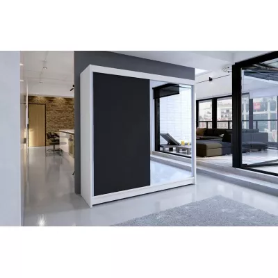 Šatní skříň se zrcadlem 180 cm VILMA 1 - bílá / černá