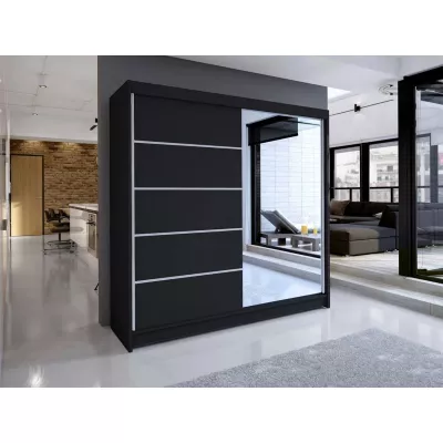 Vysoká šatní skříň 180 cm se zrcadlem VILMA 3 - černá