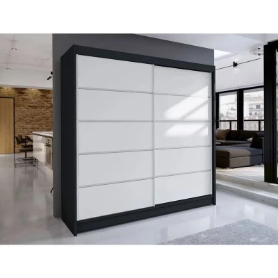 Šatní skříň 180 cm s posuvnými dveřmi  VILMA 4 - černá / bílá