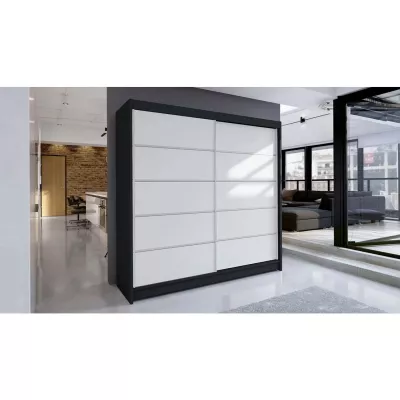 Šatní skříň 180 cm s posuvnými dveřmi  VILMA 4 - černá / bílá