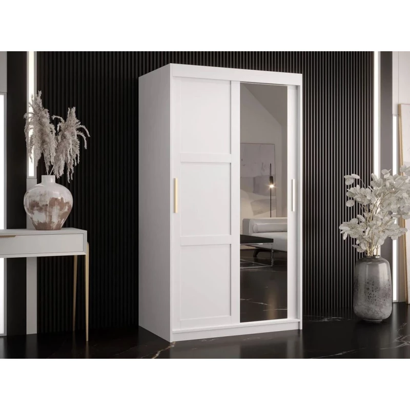 Šatní zrcadlová skříň do předsíně 100 cm MALIA 2 - bílá
