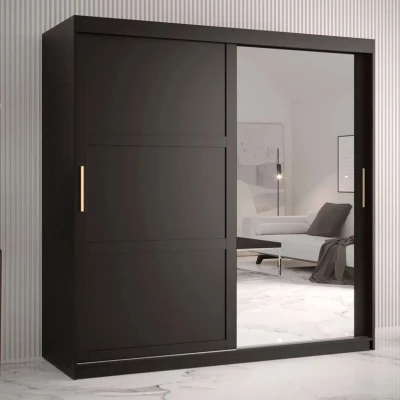 Šatní zrcadlová skříň 180 cm MALIA 2 - černá