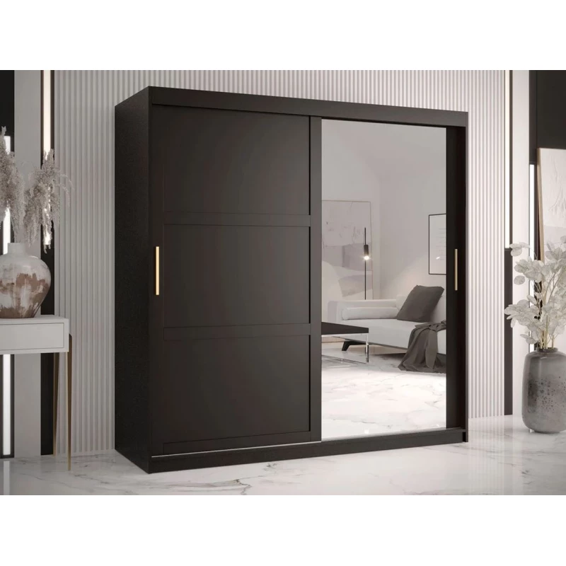 Šatní zrcadlová skříň 180 cm MALIA 2 - černá