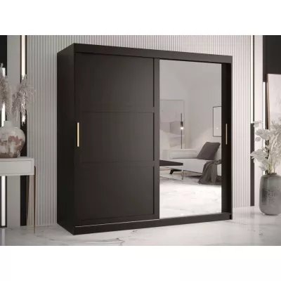 Šatní zrcadlová skříň 180 cm MALIA 2 - černá