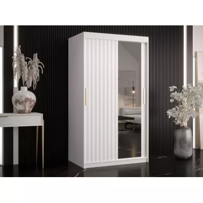 Zrcadlová šatní skříň 100 cm LUNIVE 2 - bílá