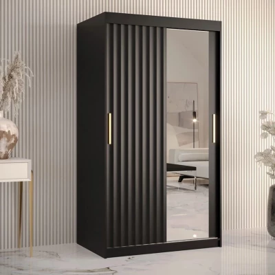 Zrcadlová šatní skříň 100 cm LUNIVE 2 - černá