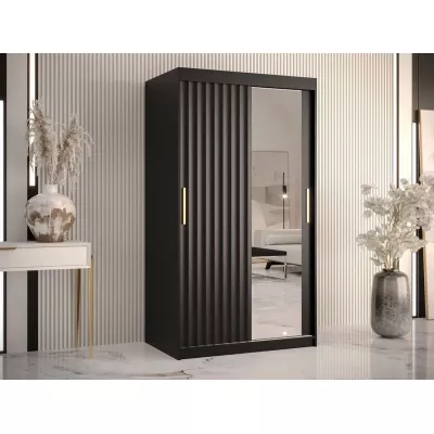 Zrcadlová šatní skříň 100 cm LUNIVE 2 - černá