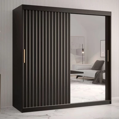 Zrcadlová šatní skříň 180 cm LUNIVE 2 - černá