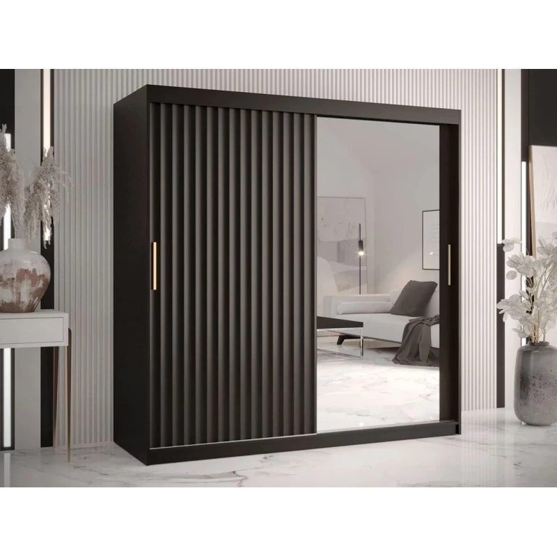 Zrcadlová šatní skříň 180 cm LUNIVE 2 - černá