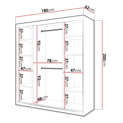 Zrcadlová šatní skříň 180 cm LUNIVE 2 - bílá