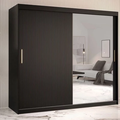 Šatní skříň 200 cm se zrcadlem LONZO 2 - černá