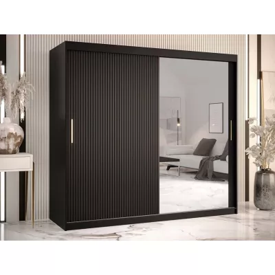Šatní skříň 200 cm se zrcadlem LONZO 2 - černá